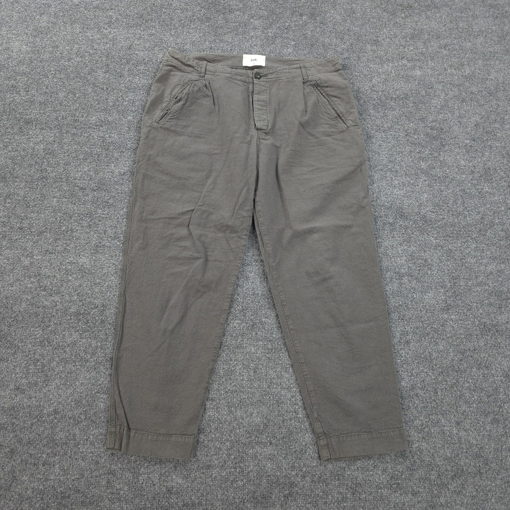 Folk Pants Mens 4 34x27 Gray Assembly Linen Blend Tapered Chino Casual Summer